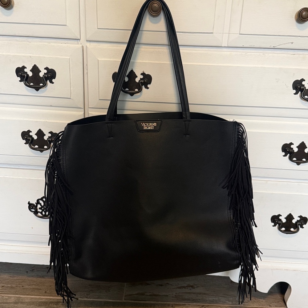Victoria's Secret Black Tote with Fringe